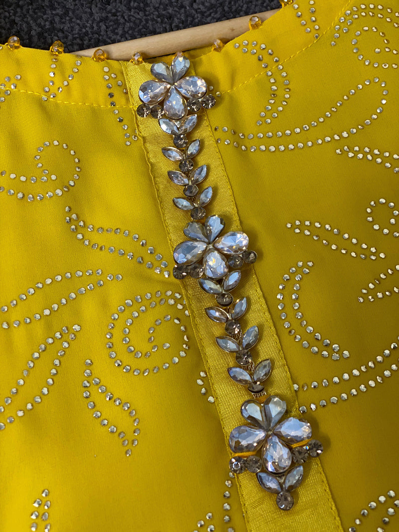 Maiyu Mukesh Party Wear yellow Gold wedding Dress - Rang de Boutique