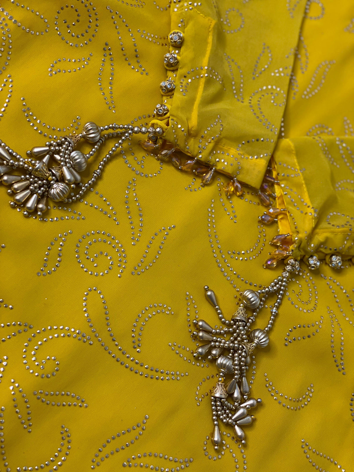 Maiyu Mukesh Party Wear yellow Gold wedding Dress - Rang de Boutique