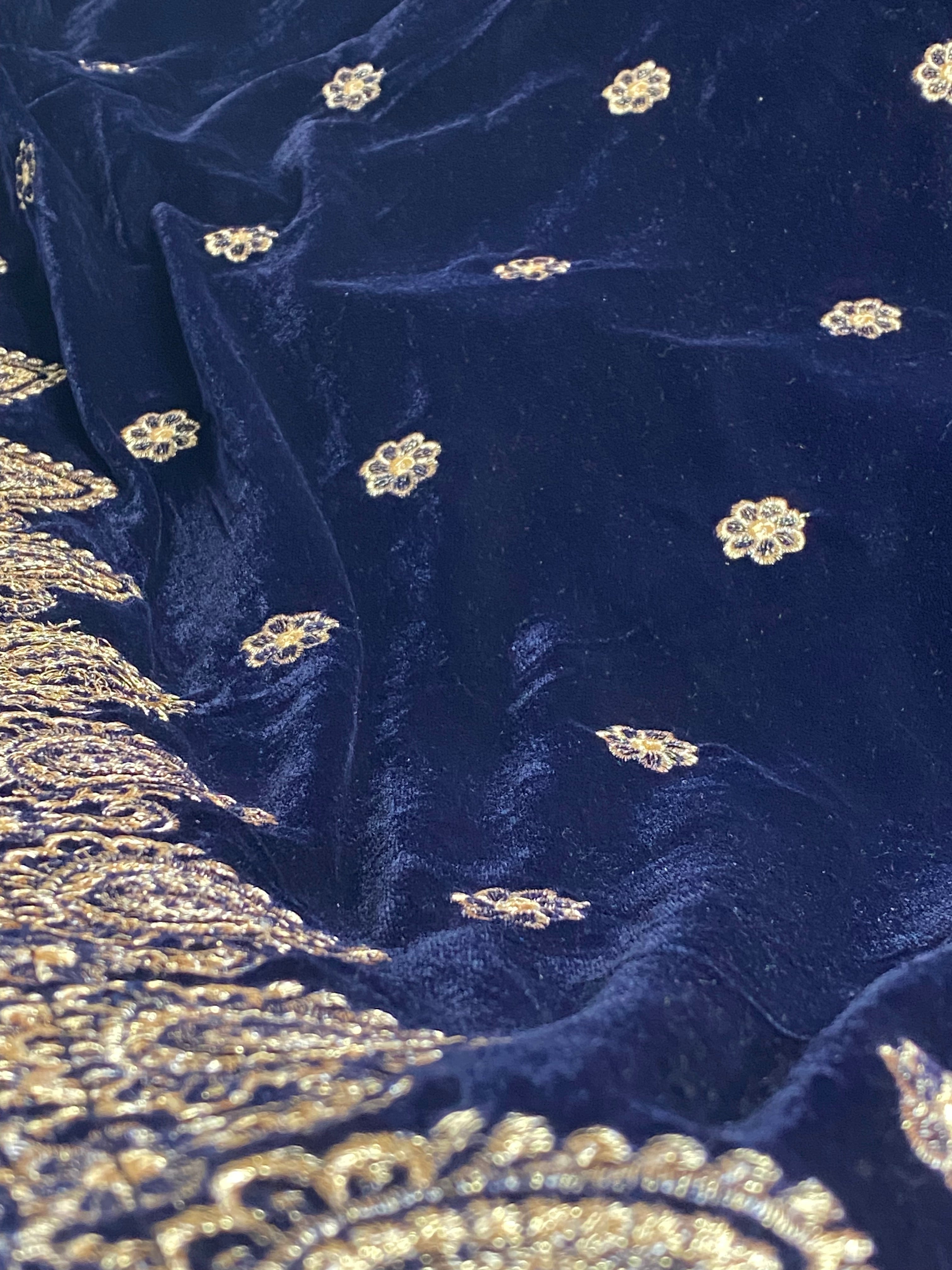 Velvet Embroidered Shawl Shawls - Rang de Boutique