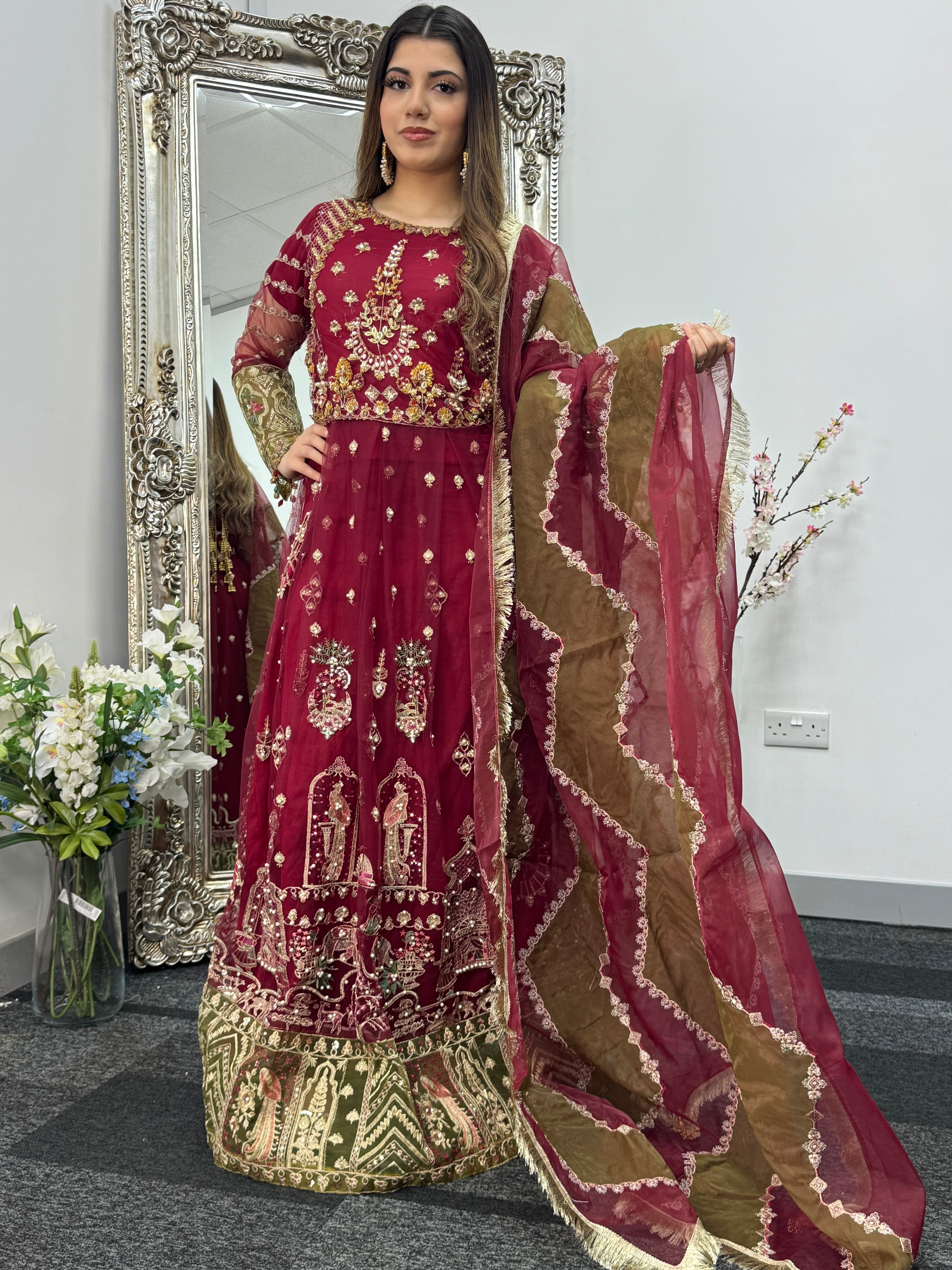 Gulaab - Maroon Green Maxi - Long Dress