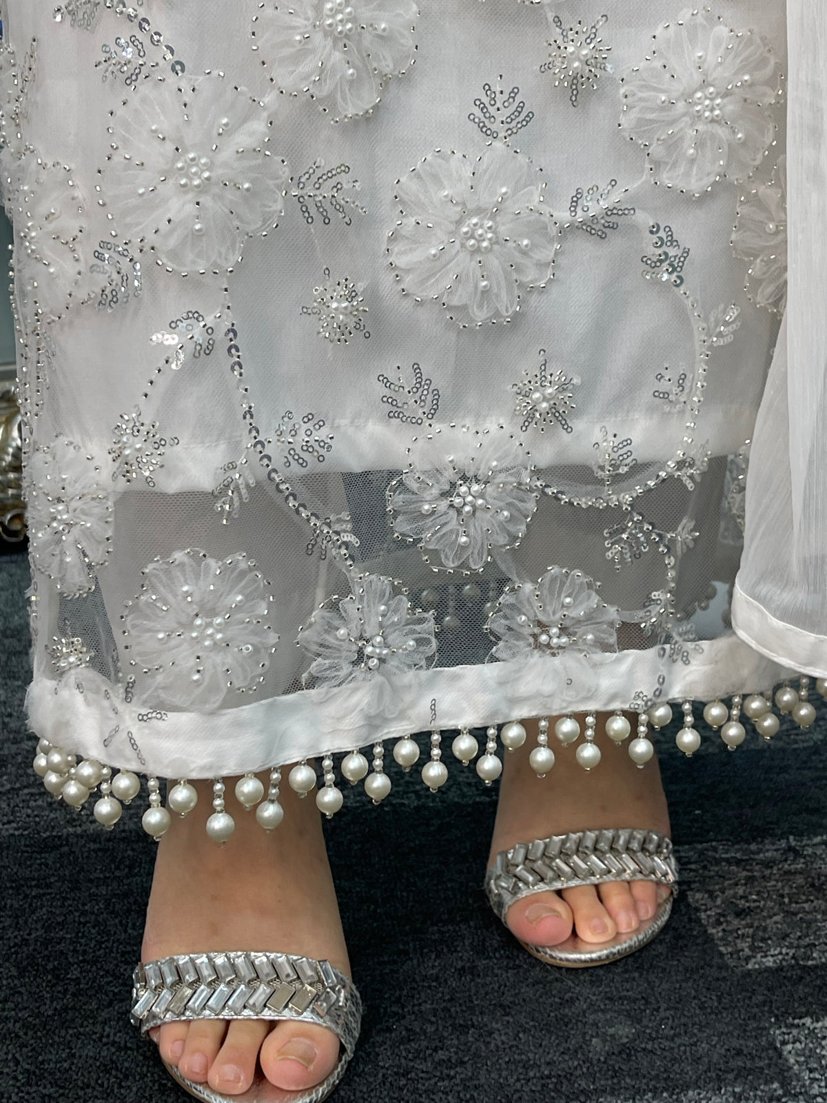 Pearl Crush - Cutdana - Nikkah - White Party Outfit
