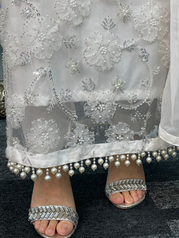 Pearl Crush - Cutdana - Nikkah - White Party Outfit