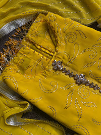 Maiyu Mukesh Party Wear yellow Gold wedding Dress - Rang de Boutique