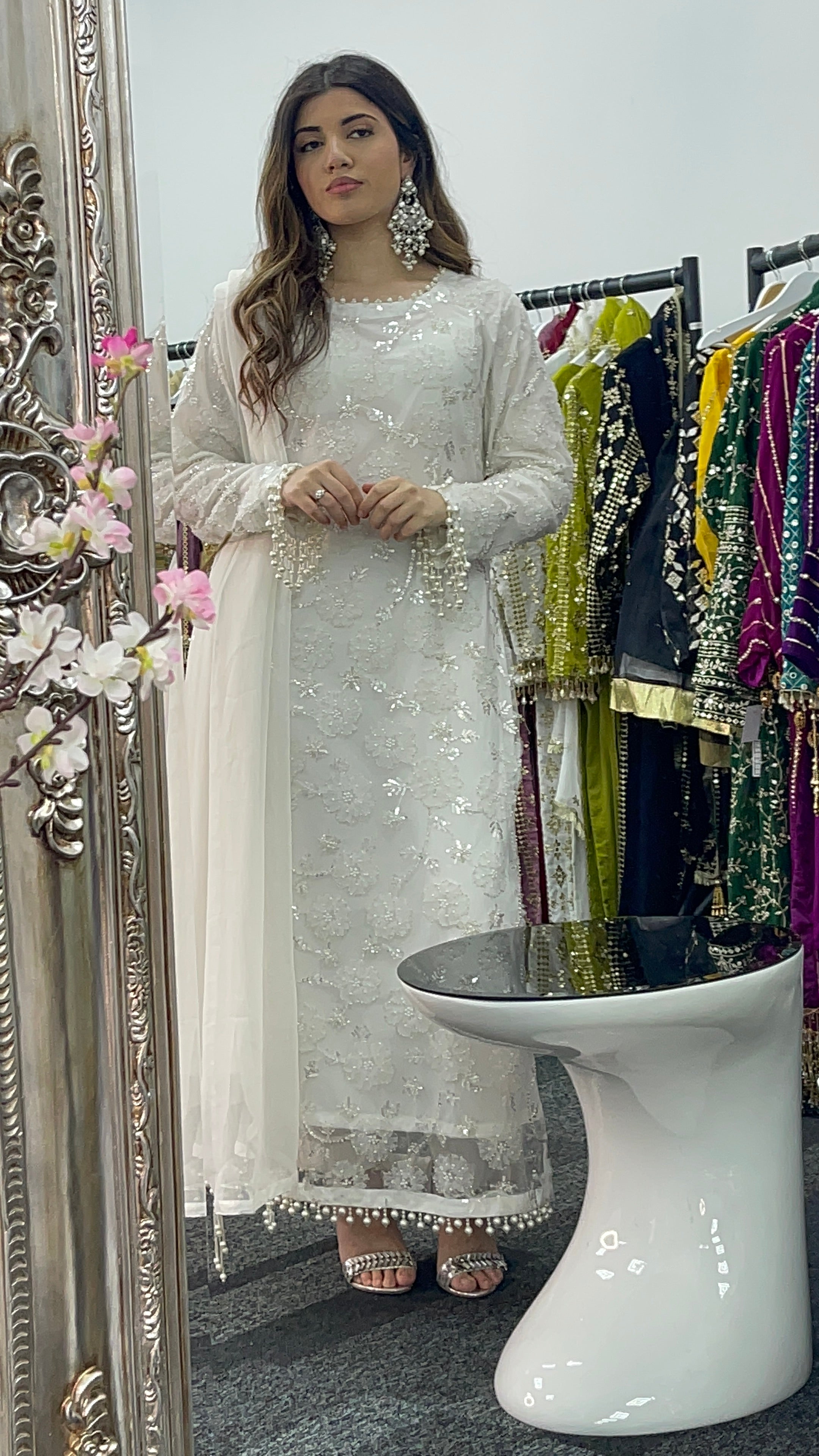 Pearl Crush - Cutdana - Nikkah - White Party Outfit