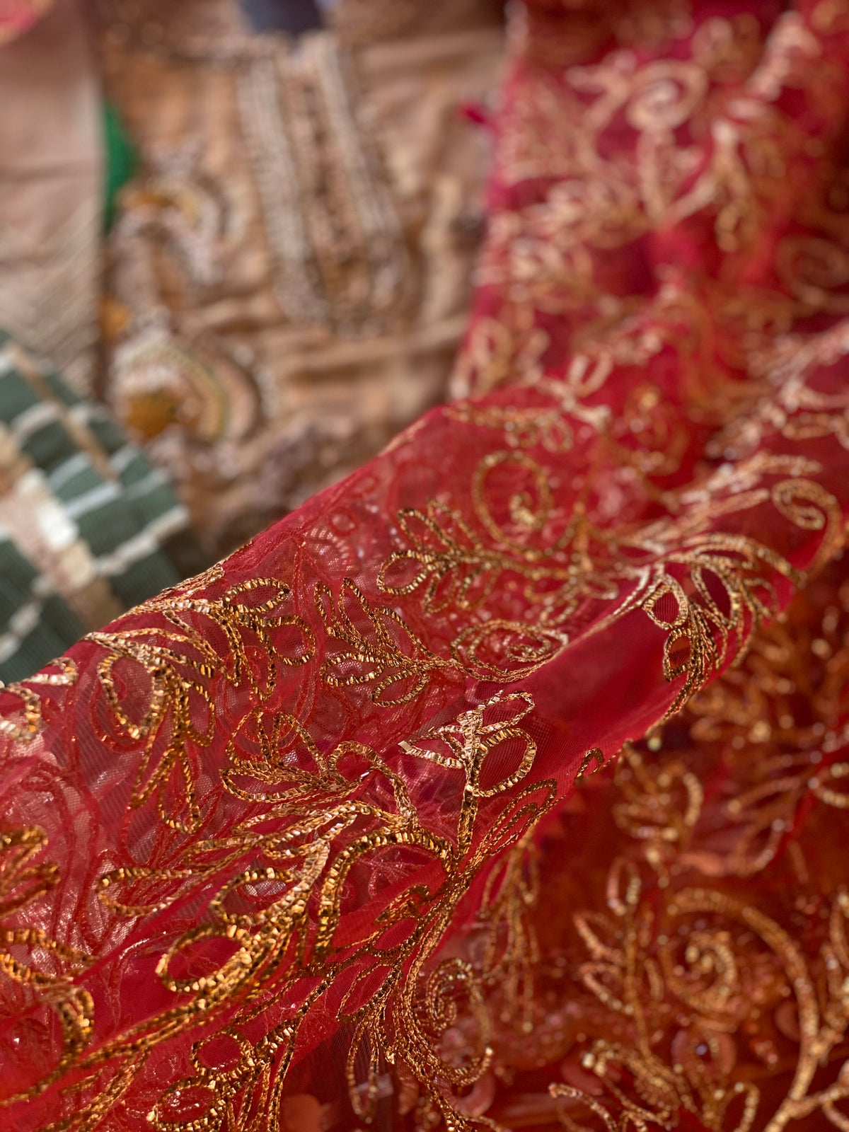 “ Laal Dupatta” KB Garara Outfit for Mehndi Wedding Gold Red - Rang de Boutique