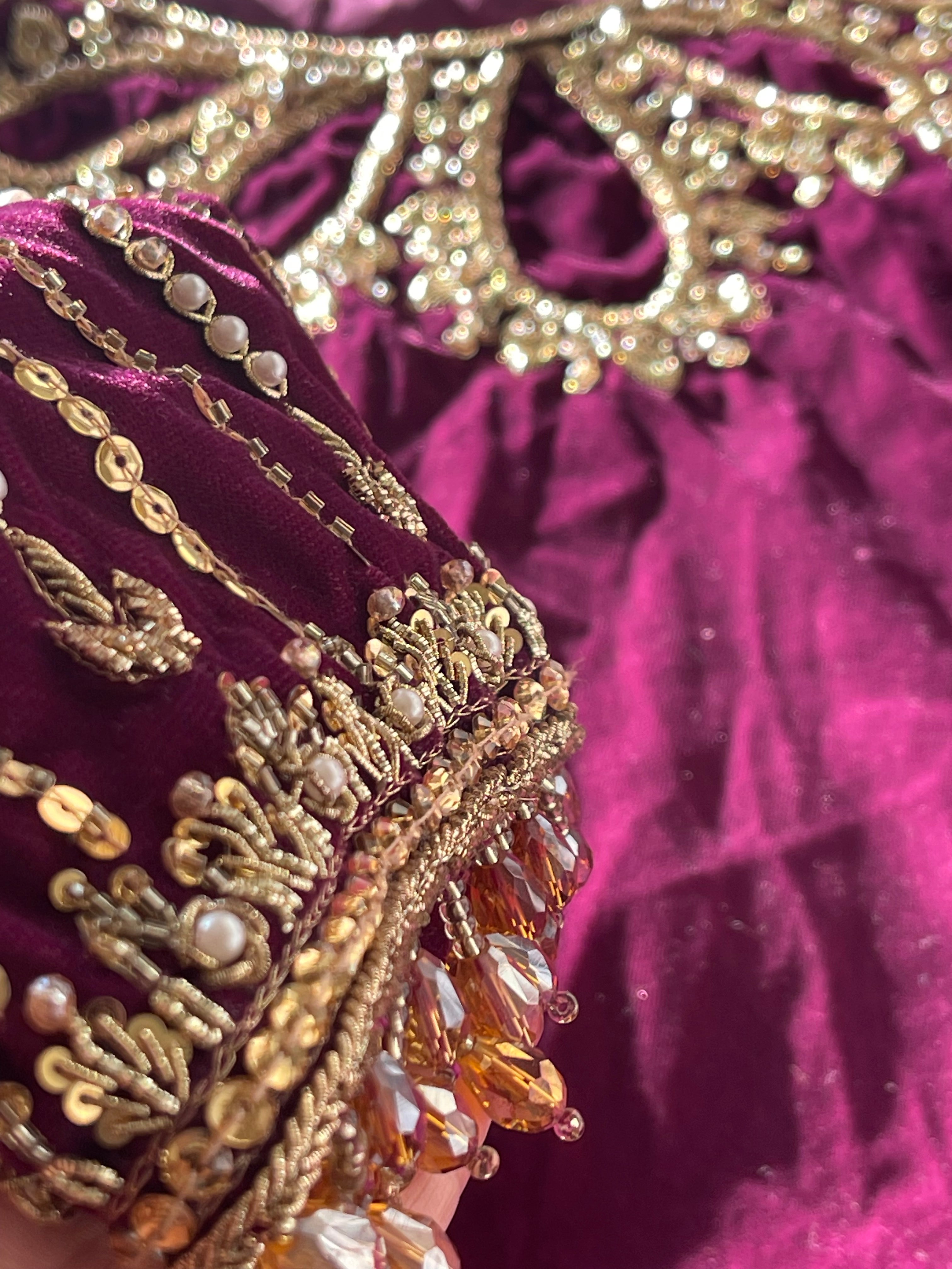 Singhaar Luxury Velvet Party Wear Magenta Gold UK 2023