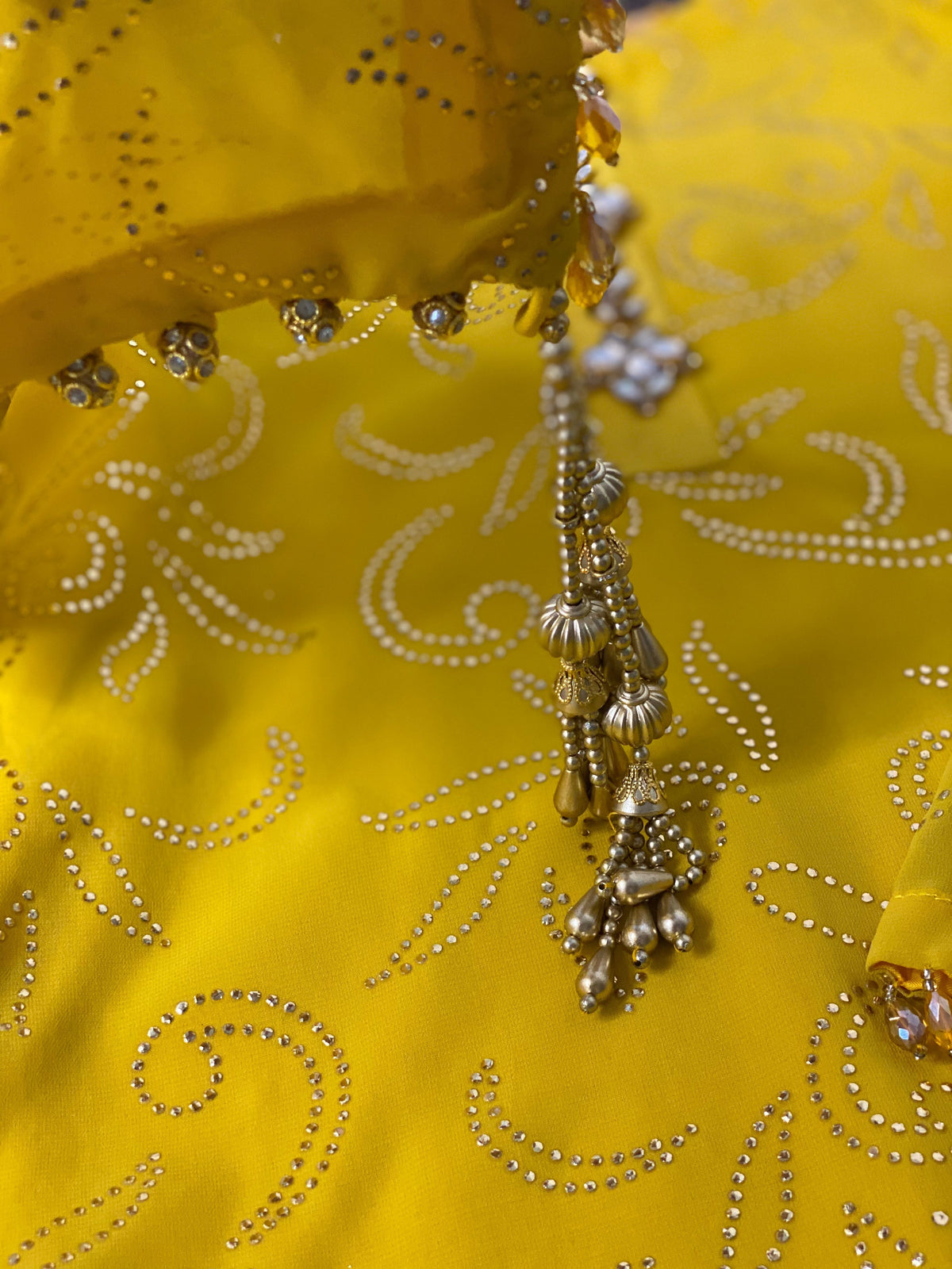 Maiyu Mukesh Party Wear Yellow Gold Wedding Dress UK Online