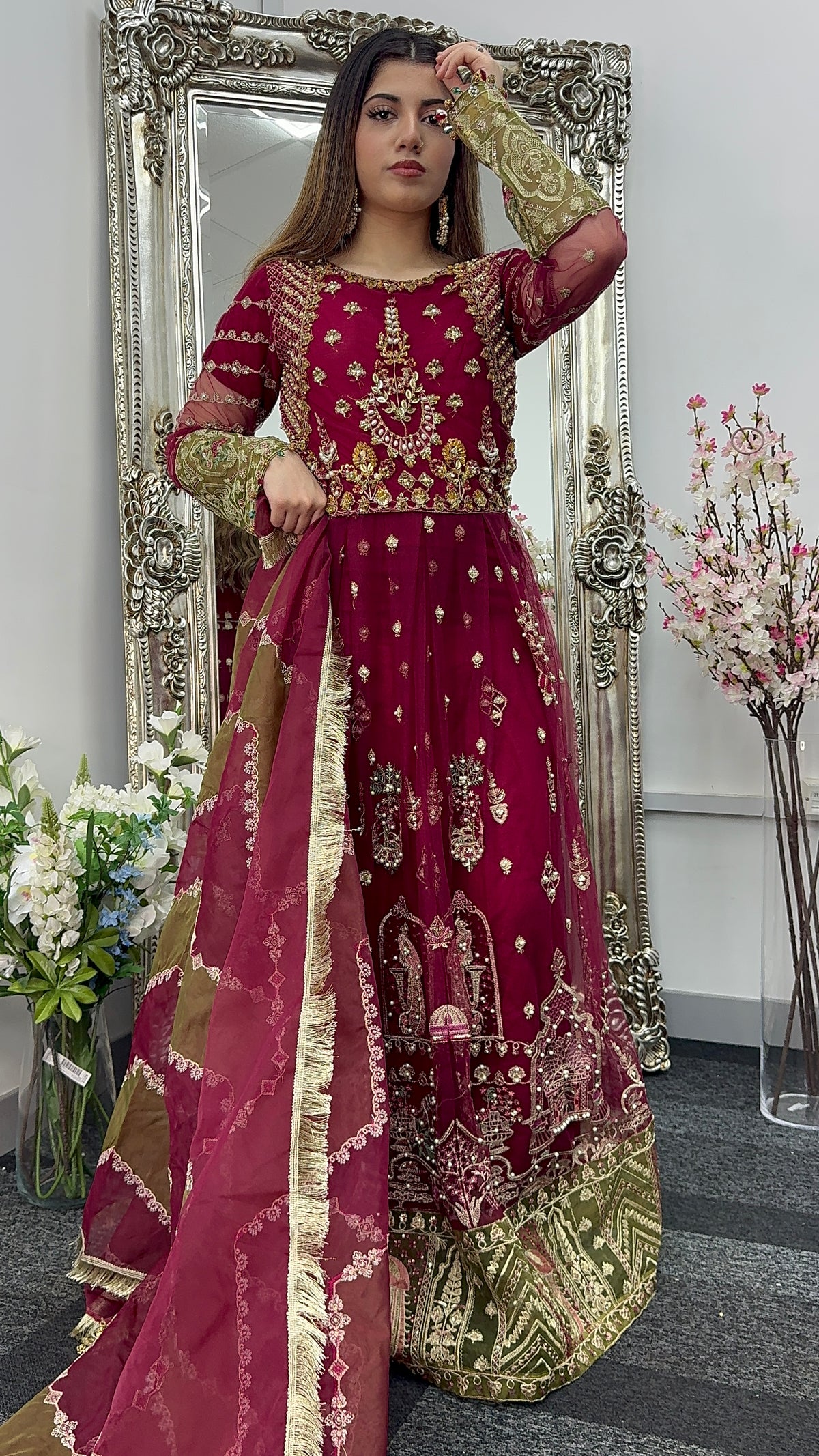 Gulaab - Maroon Green Maxi - Long Dress