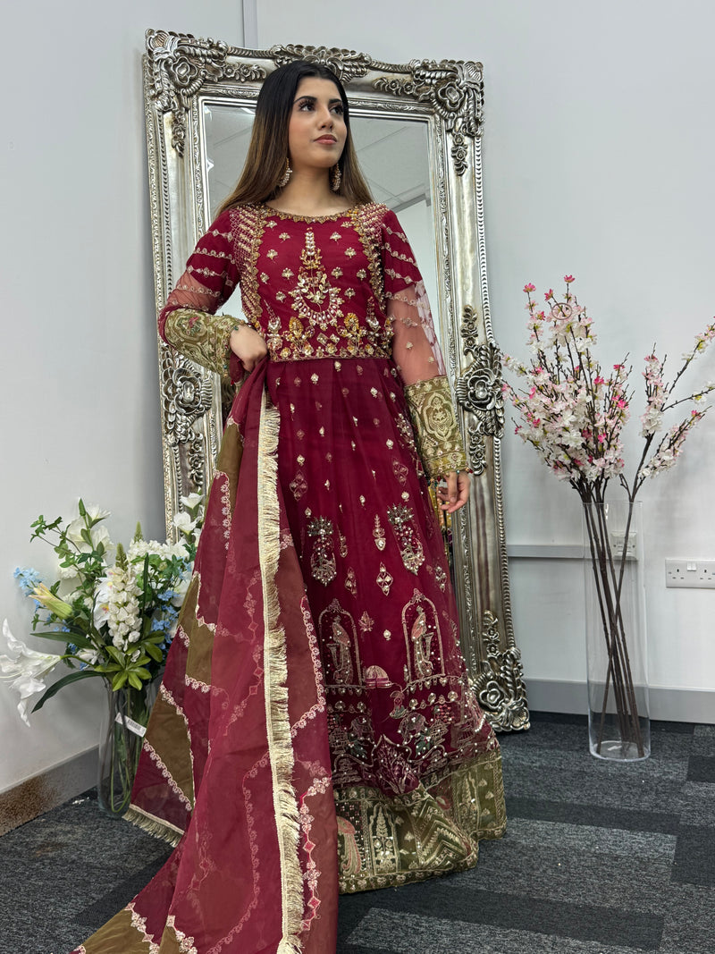 Gulaab - Maroon Green Maxi - Long Dress