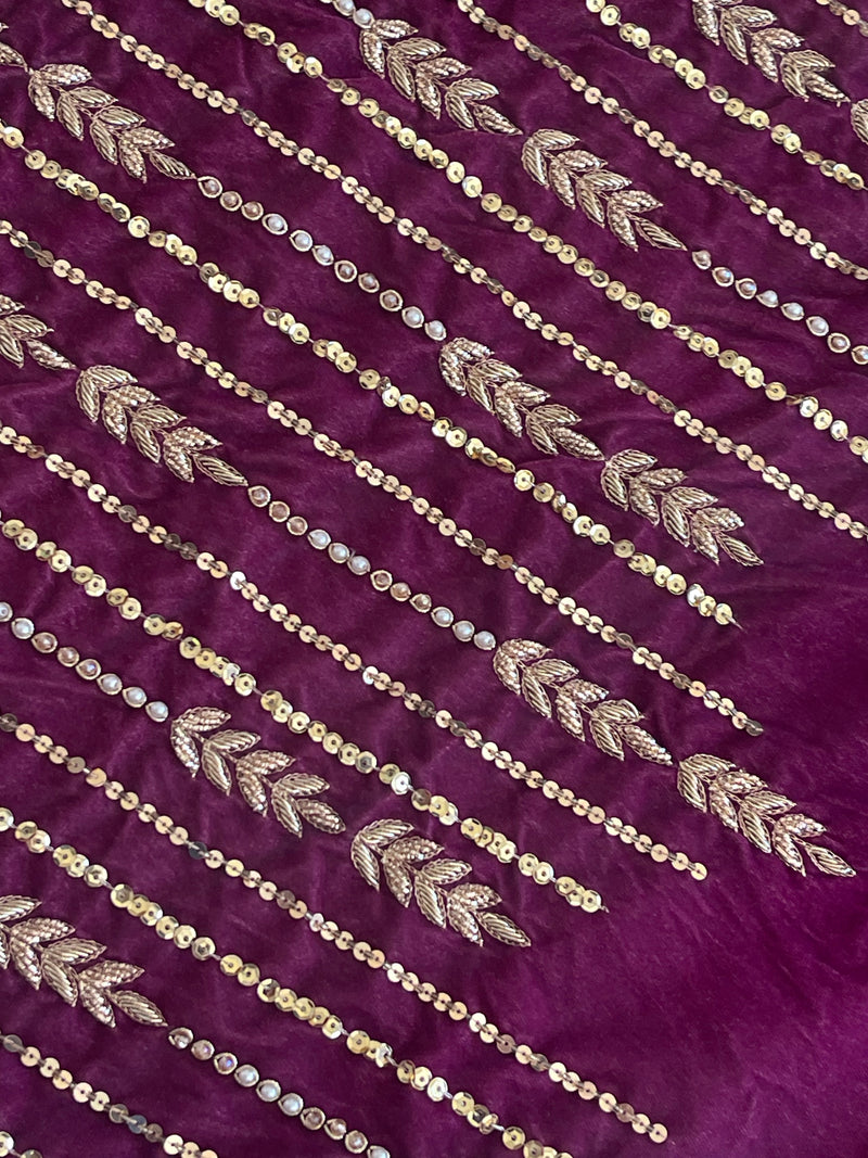 Singhaar Luxury Velvet Party Wear Magenta Gold UK 2023