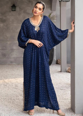 “Ronaq” Chiffon Kaftaan Sequin embroidered kaftan party wear - Rang de Boutique