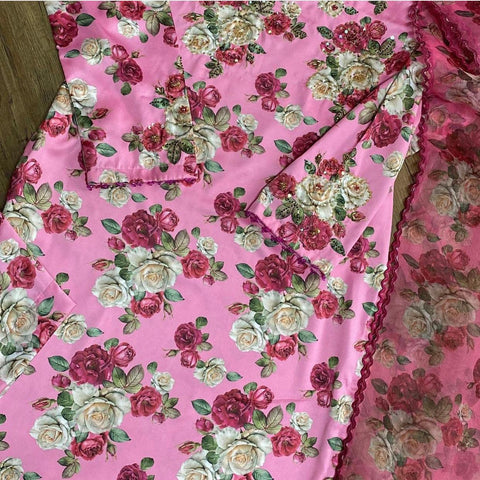 Pink Flowers Silk suit - Rang de Boutique