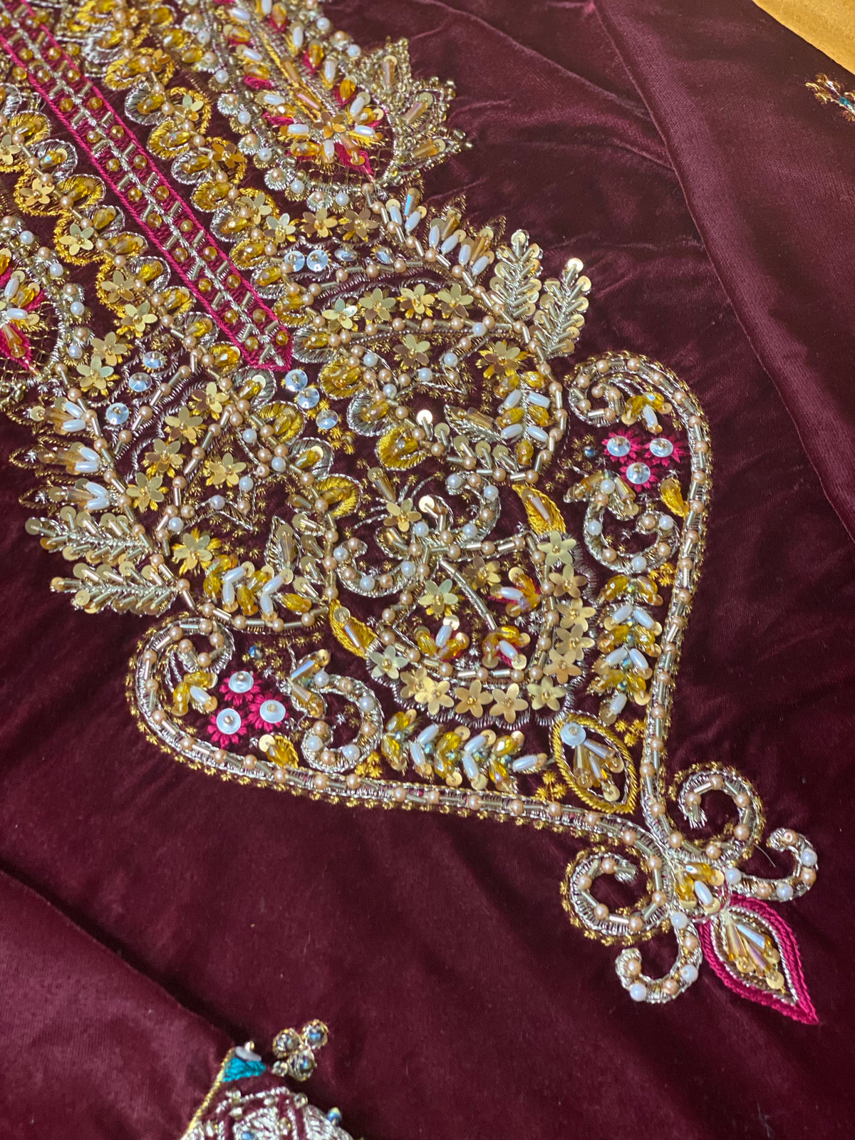 Anus Abrar Luxury Velvet with multi organza dupatta - Rang de Boutique