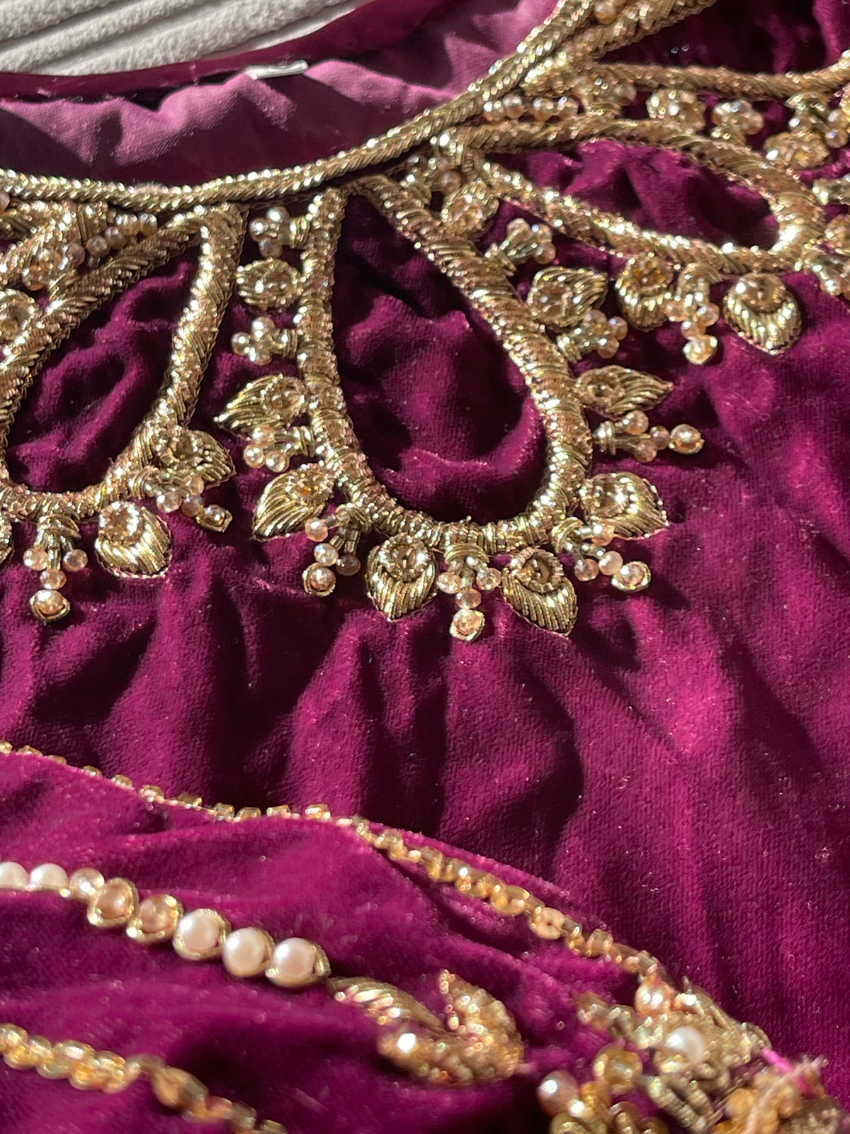 Singhaar Luxury Velvet Party Wear Magenta Gold UK 2023