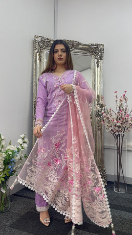 Asifa Nabeel - inspired - Lawn - Lilac Pink -