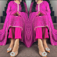 Agha Noor Inspired Hot Pink Magenta Chiffon Dress UK 2023