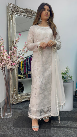 Pearl Crush - Cutdana - Nikkah - White Party Outfit