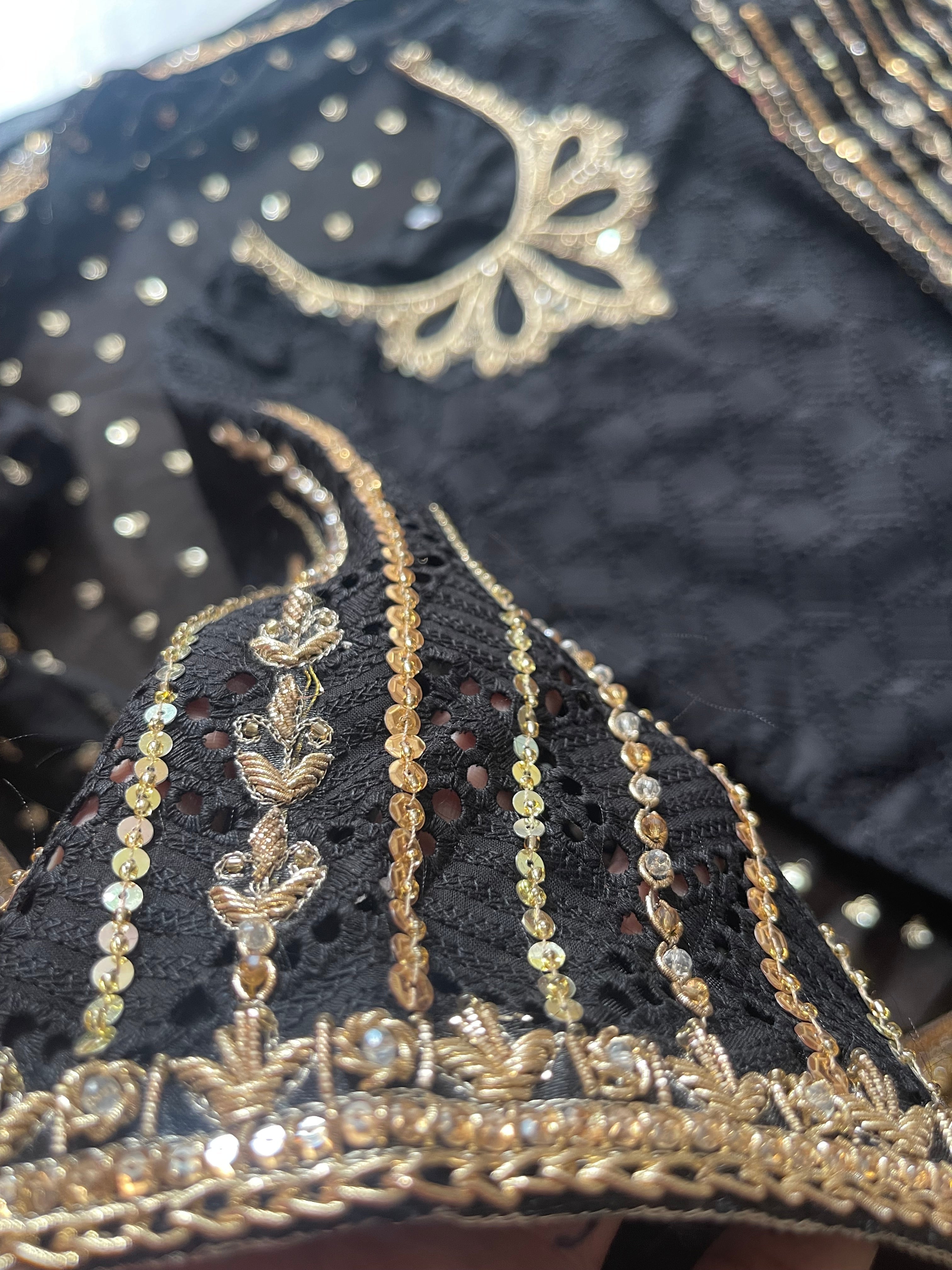 “Black” Luxury Chikankaari with Adda Work (bl01) abc