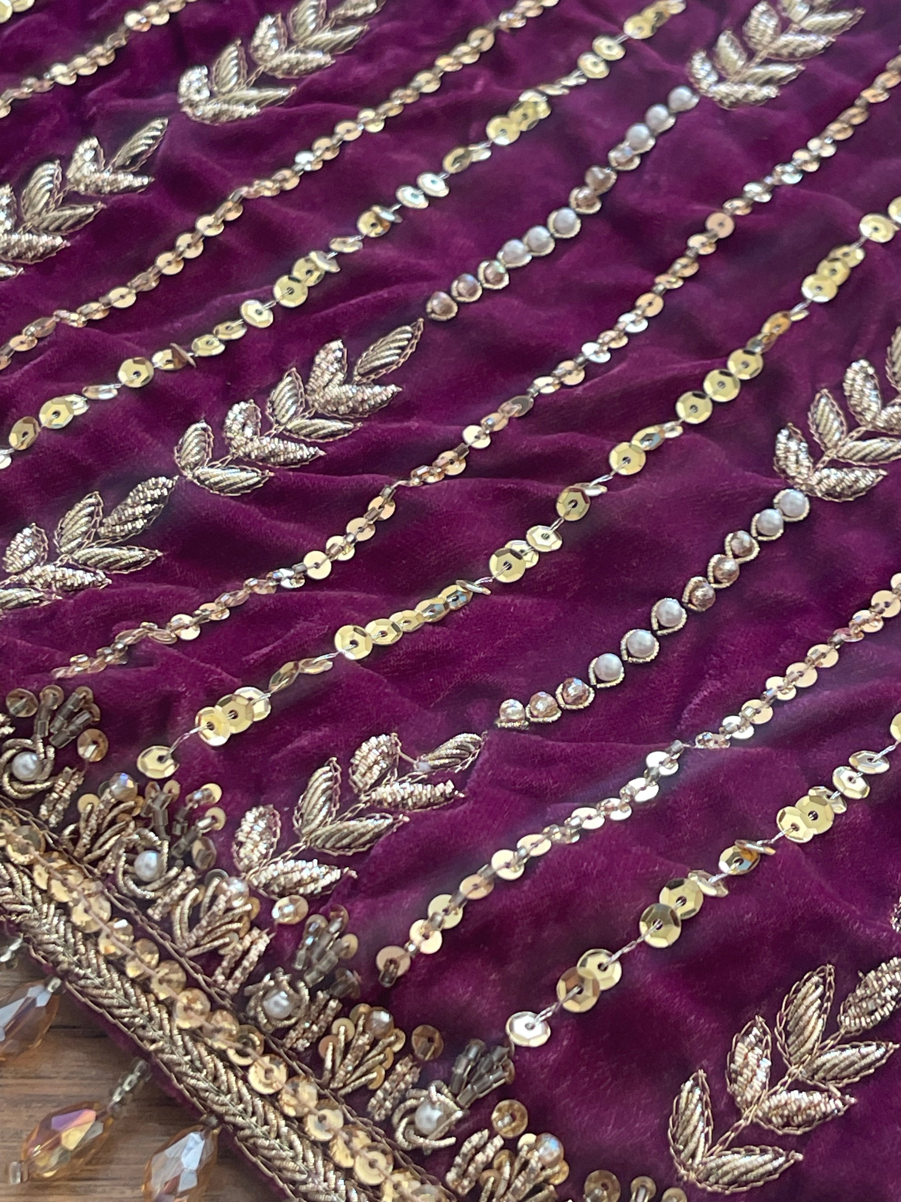 Singhaar Luxury Velvet Party Wear Magenta Gold UK 2023