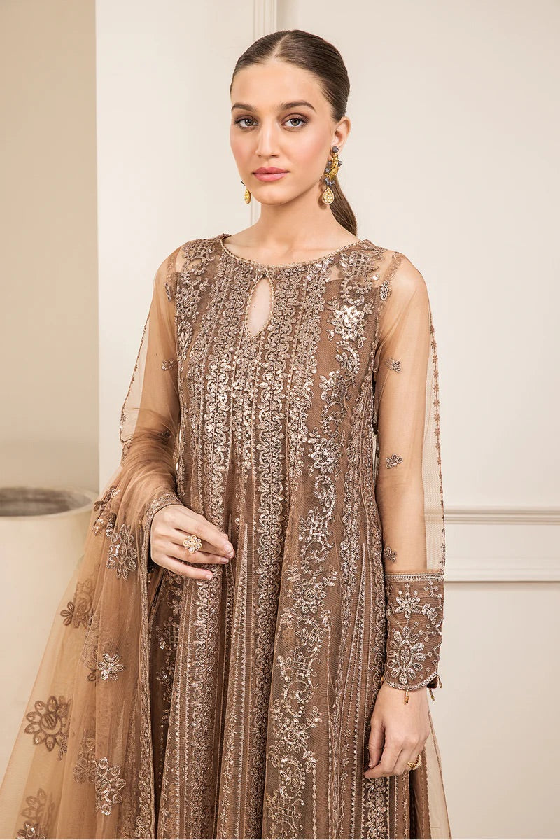 Farasha Original Coffee Brown 3pc Frock - Rang de Boutique