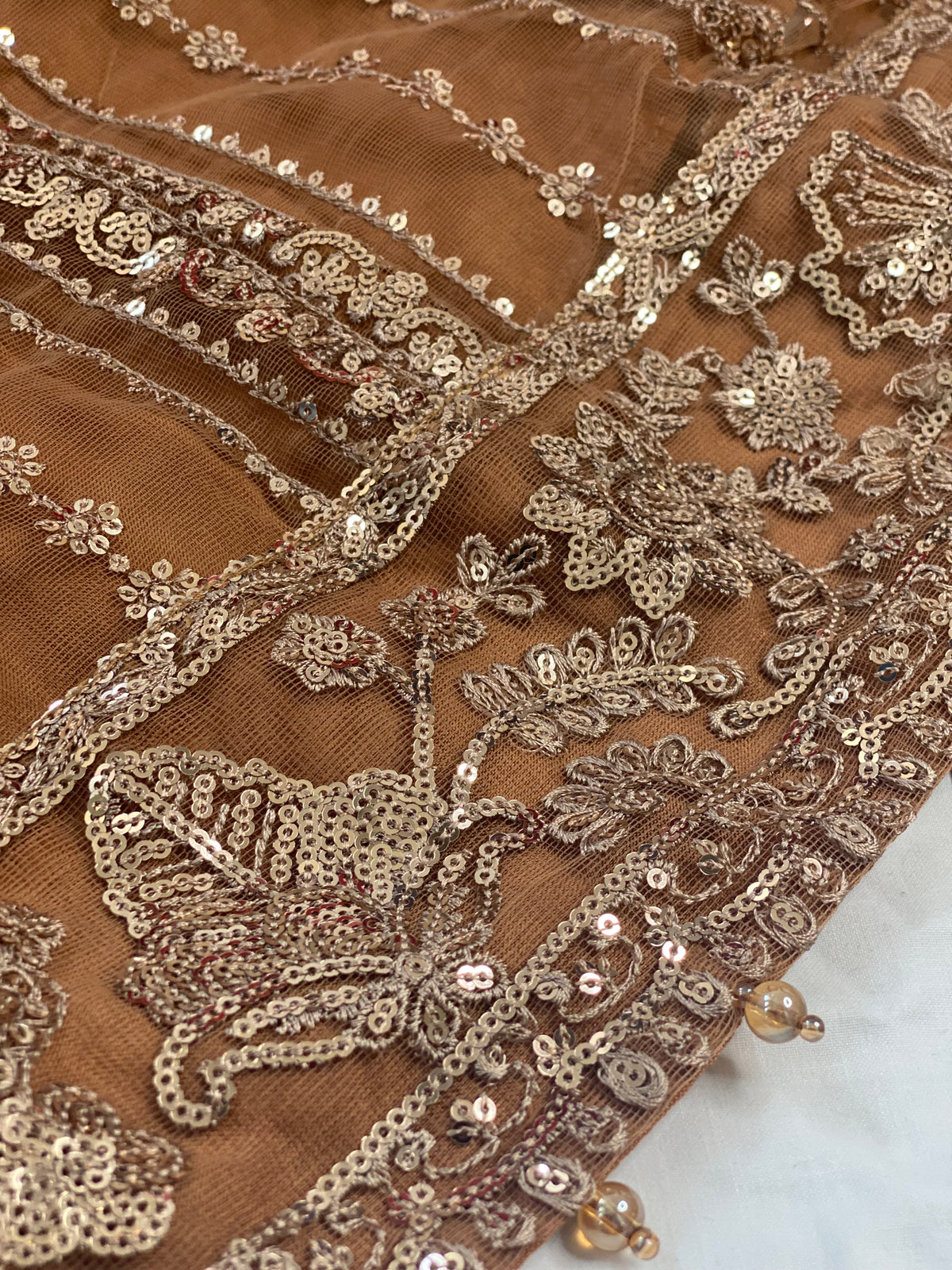 Farasha Original Coffee Brown 3pc Frock - Rang de Boutique