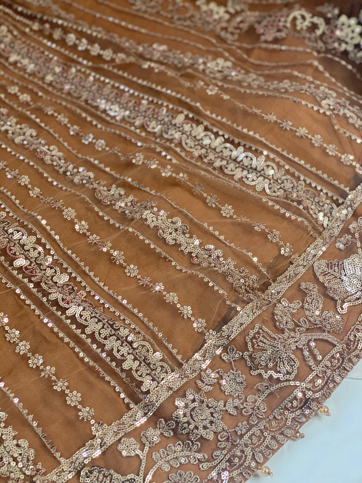 Farasha Original Coffee Brown 3pc Frock - Rang de Boutique