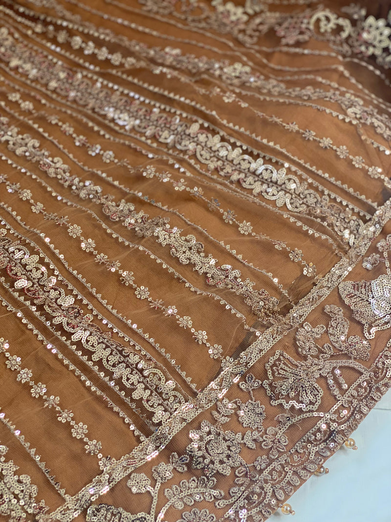 Farasha Original Coffee Brown 3pc Frock - Rang de Boutique